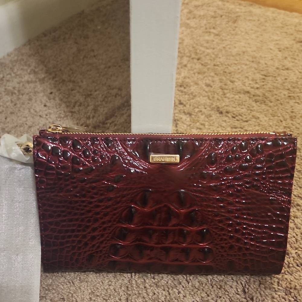 Brahmin Cherry Crocodile Embossed Wristlet